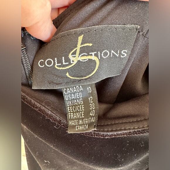 JS Collection 90s Long Black Halter Dress Vintage 1990s Rhinestones Formal - Picture 9 of 12